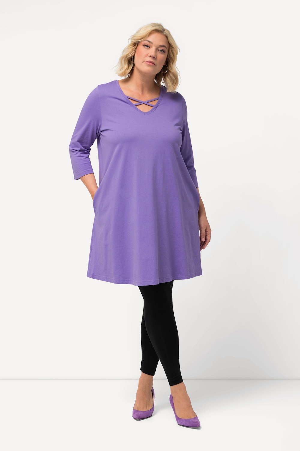 Große Größen Longshirt, Damen, lila, Größe: 50/52, Baumwolle, Ulla Popken von Ulla Popken
