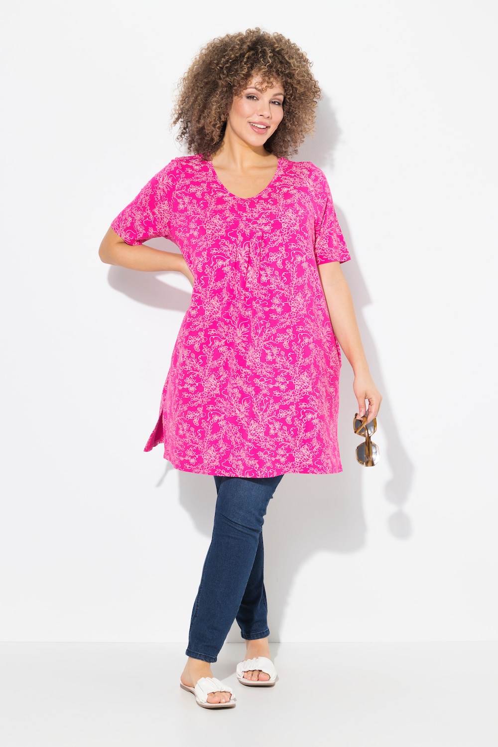 Große Größen Longshirt, Damen, rosa, Größe: 42/44, Viskose, Ulla Popken von Ulla Popken