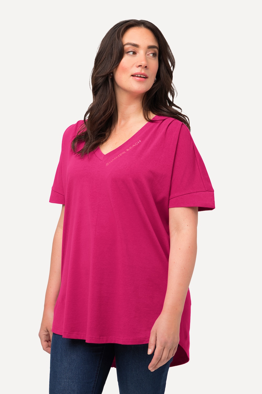 Große Größen Longshirt, Damen, rosa, Größe: 50/52, Baumwolle, Ulla Popken von Ulla Popken