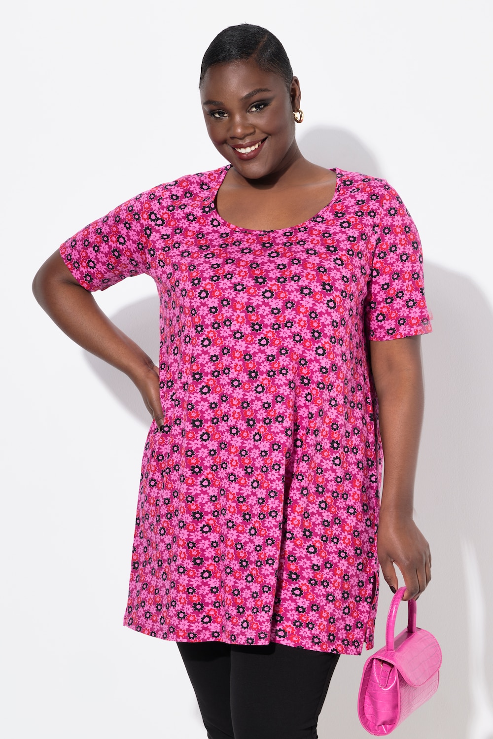 Große Größen Longshirt, Damen, rosa, Größe: 50/52, Baumwolle, Ulla Popken von Ulla Popken