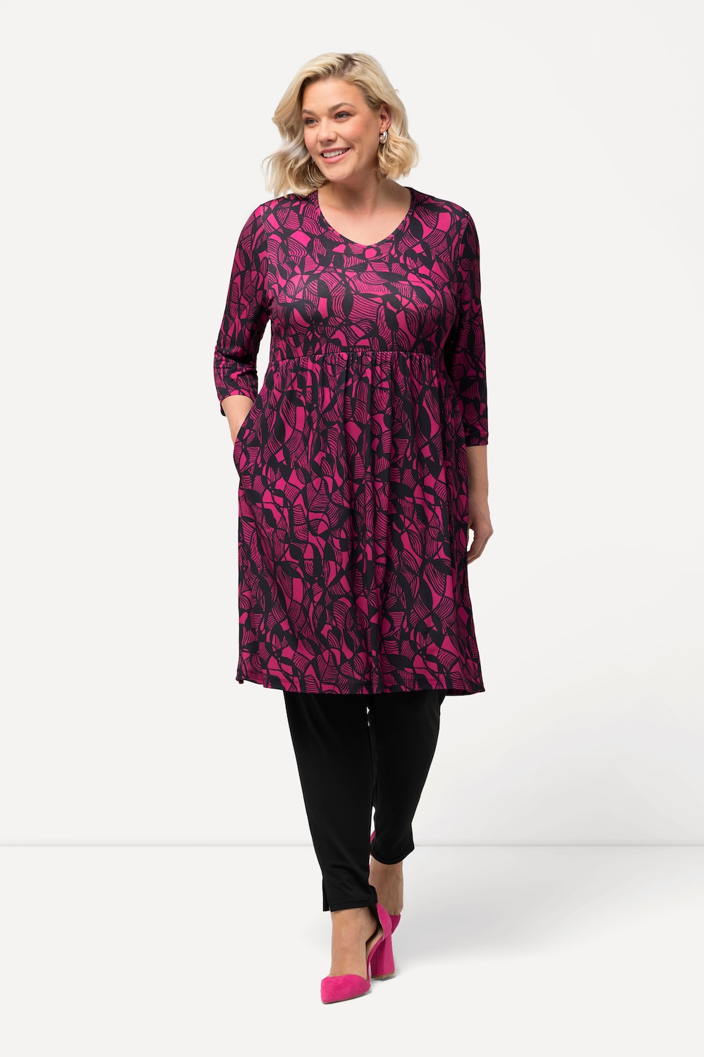 Große Größen Longshirt, Damen, rosa, Größe: 50/52, Polyester, Ulla Popken von Ulla Popken