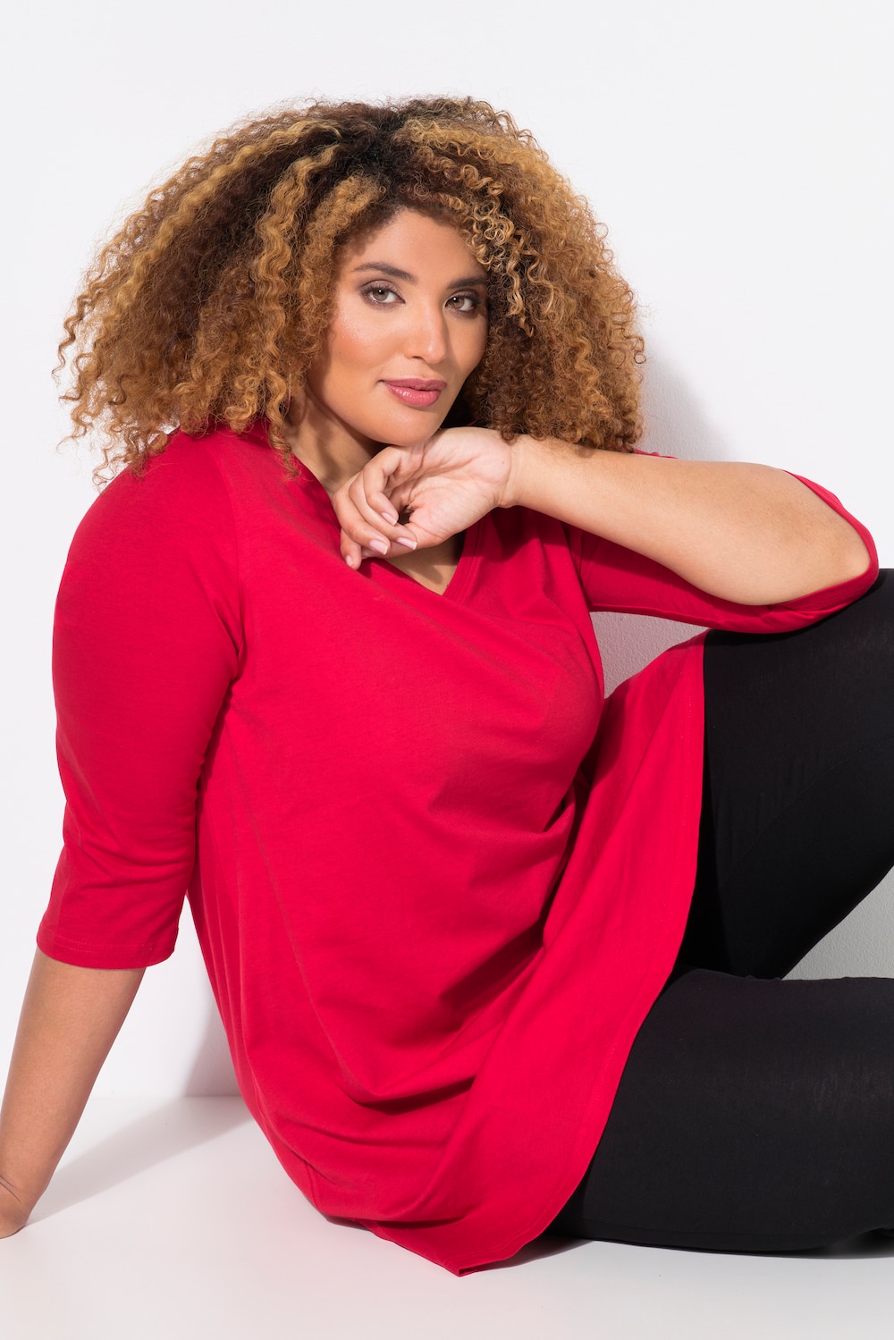 Große Größen Longshirt, Damen, rot, Größe: 62/64, Baumwolle, Ulla Popken von Ulla Popken