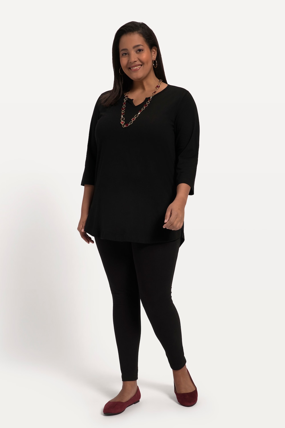 Große Größen Longshirt, Damen, schwarz, Größe: 42/44, Baumwolle, Ulla Popken von Ulla Popken