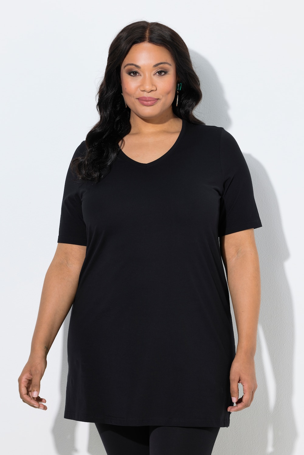 Große Größen Longshirt, Damen, schwarz, Größe: 42/44, Baumwolle, Ulla Popken von Ulla Popken