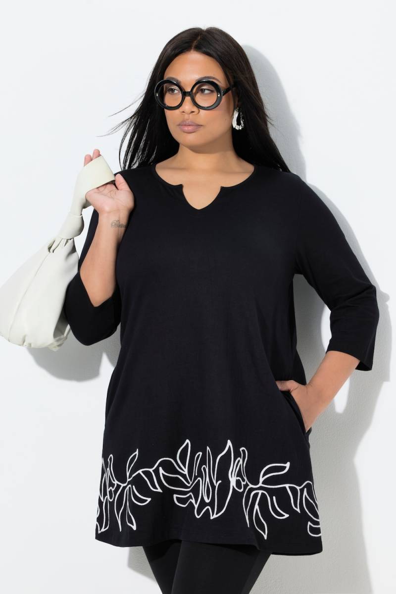 Große Größen Longshirt, Damen, schwarz, Größe: 50/52, Baumwolle, Ulla Popken von Ulla Popken