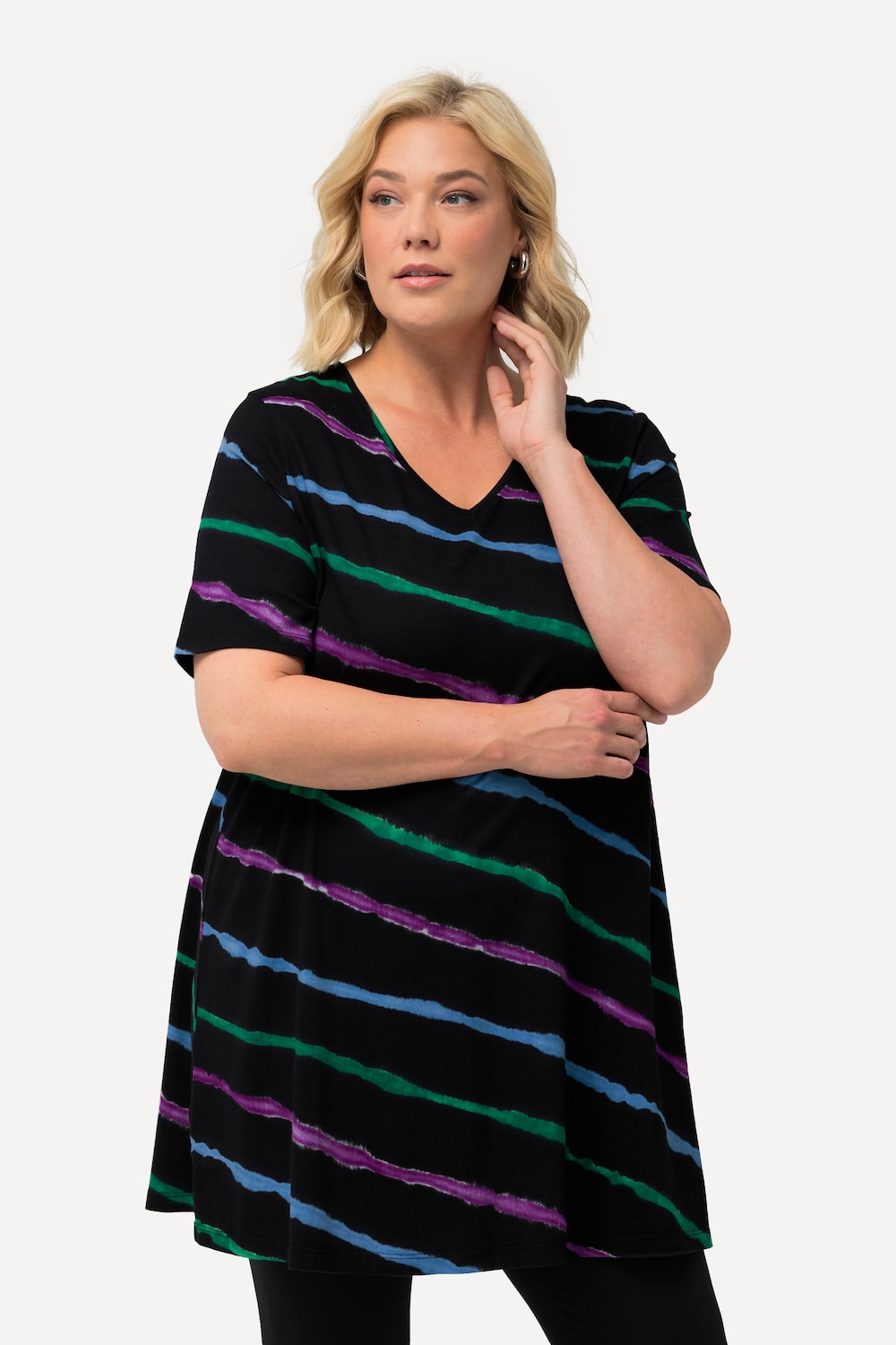 Große Größen Longshirt, Damen, schwarz, Größe: 54/56, Baumwolle, Ulla Popken von Ulla Popken