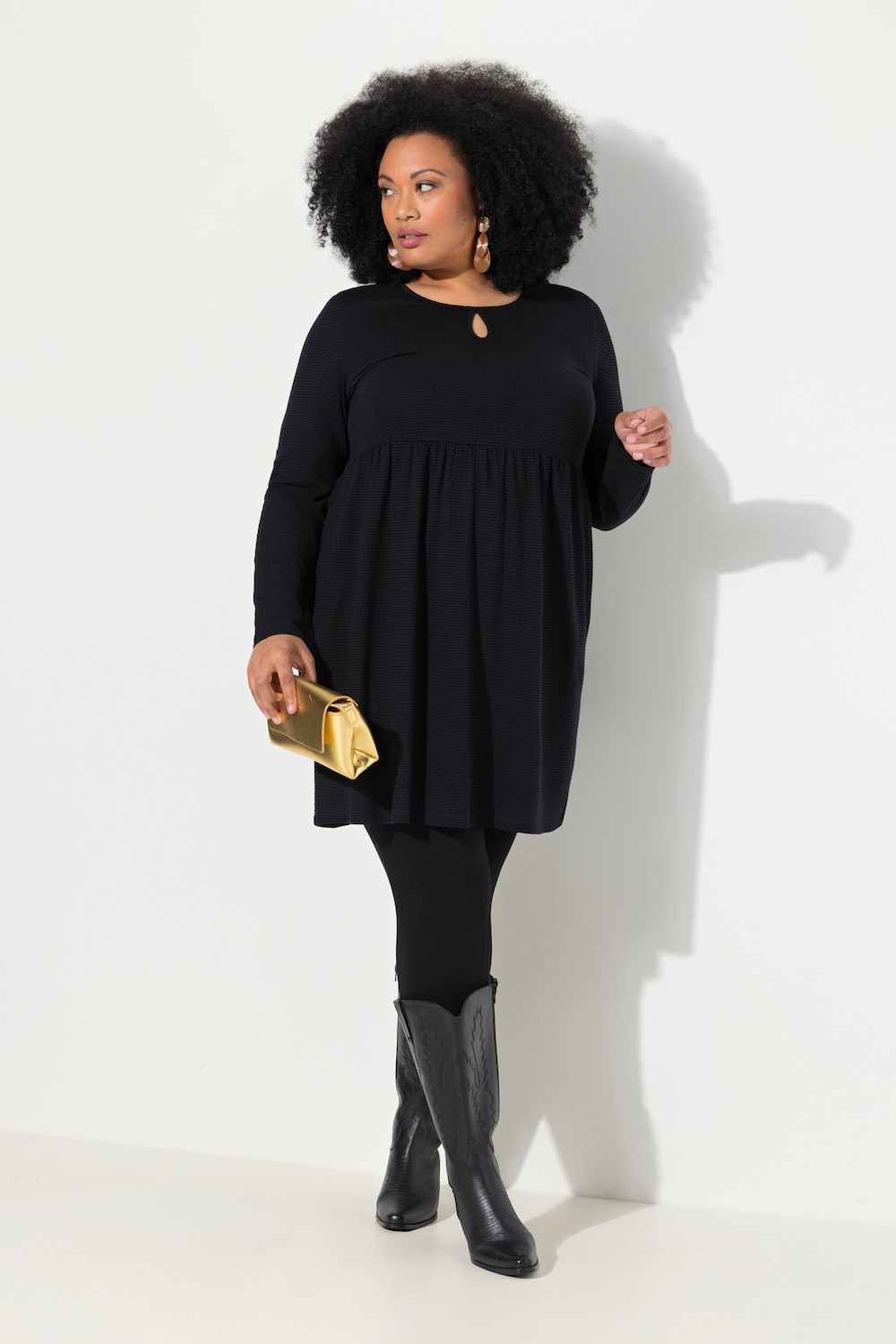 Große Größen Longshirt, Damen, schwarz, Größe: 54/56, Baumwolle/Viskose, Ulla Popken von Ulla Popken