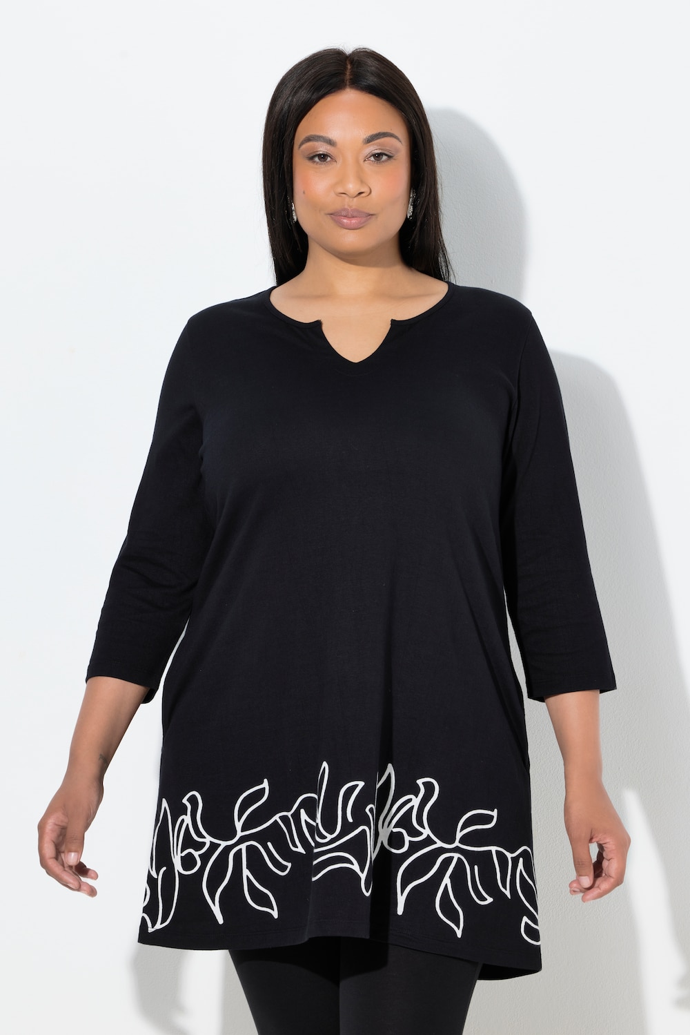 Große Größen Longshirt, Damen, schwarz, Größe: 62/64, Baumwolle, Ulla Popken von Ulla Popken