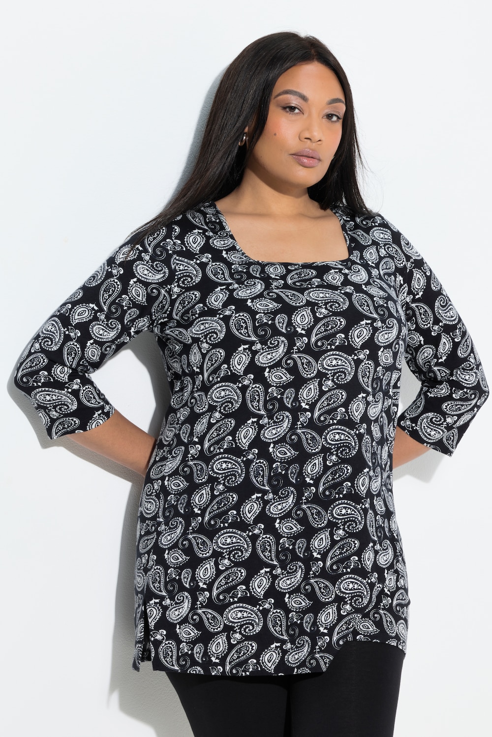 Große Größen Longshirt, Damen, schwarz, Größe: 62/64, Baumwolle, Ulla Popken von Ulla Popken