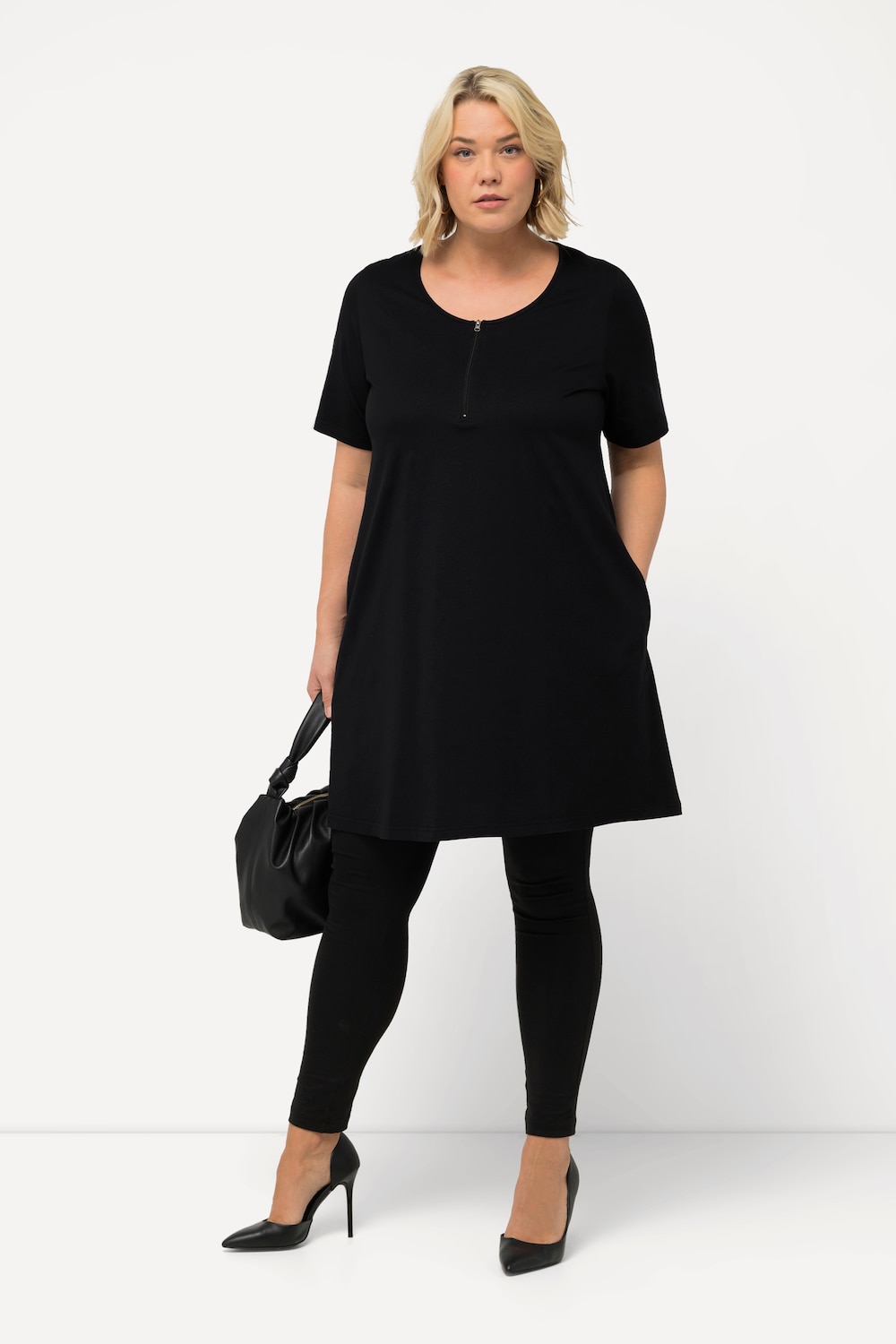 Große Größen Longshirt, Damen, schwarz, Größe: 66/68, Baumwolle, Ulla Popken von Ulla Popken