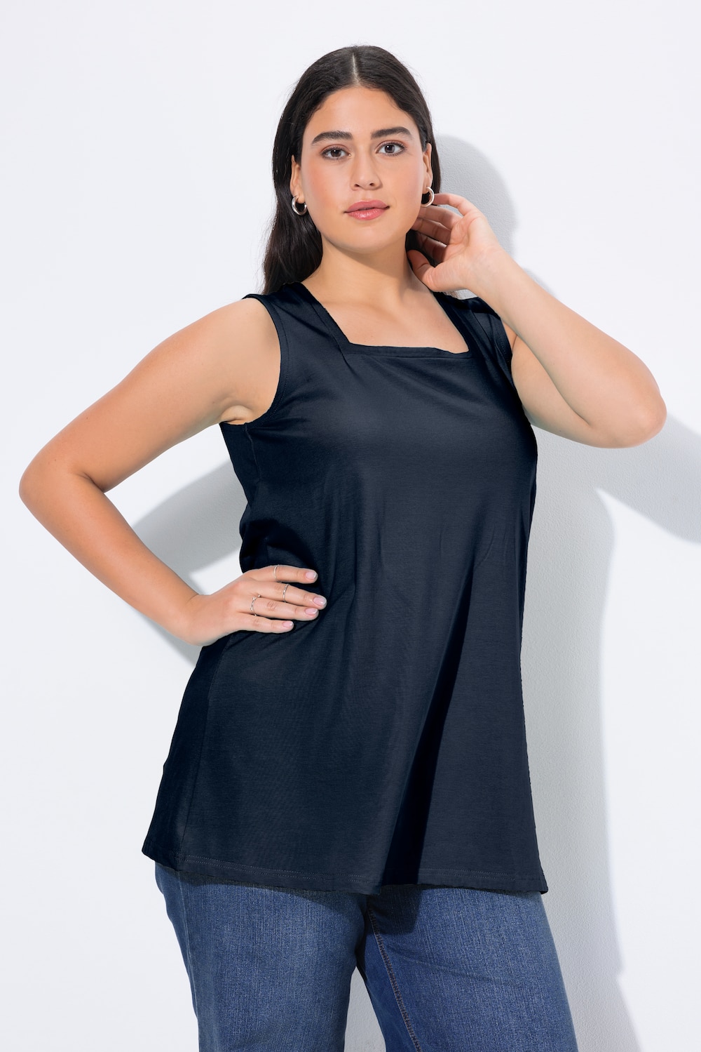Große Größen Longtop, Damen, blau, Größe: 58/60, Baumwolle, Ulla Popken von Ulla Popken