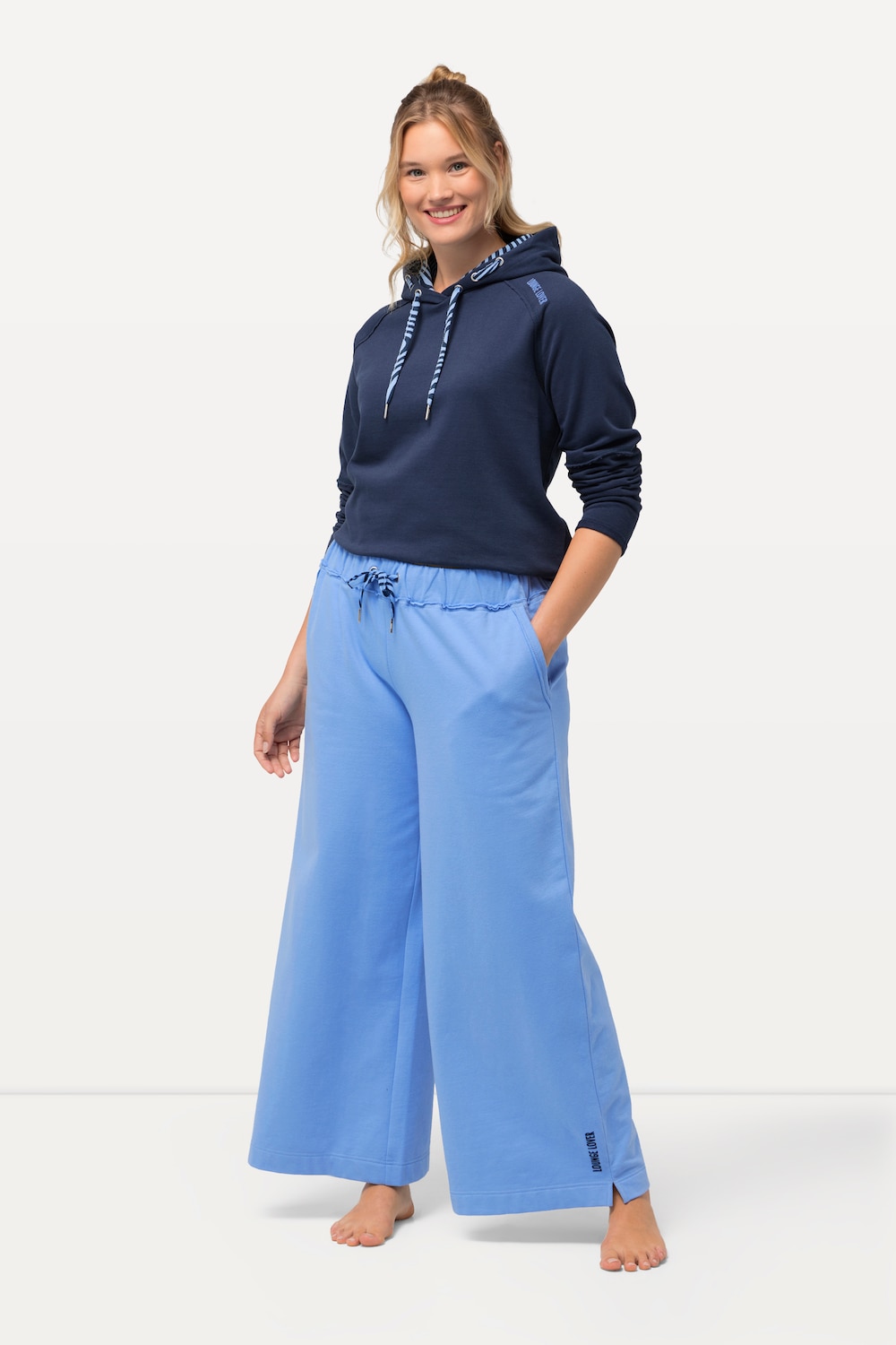 Große Größen Loungewear-Hose, Damen, blau, Größe: 46/48, Baumwolle/Polyester, Ulla Popken von Ulla Popken