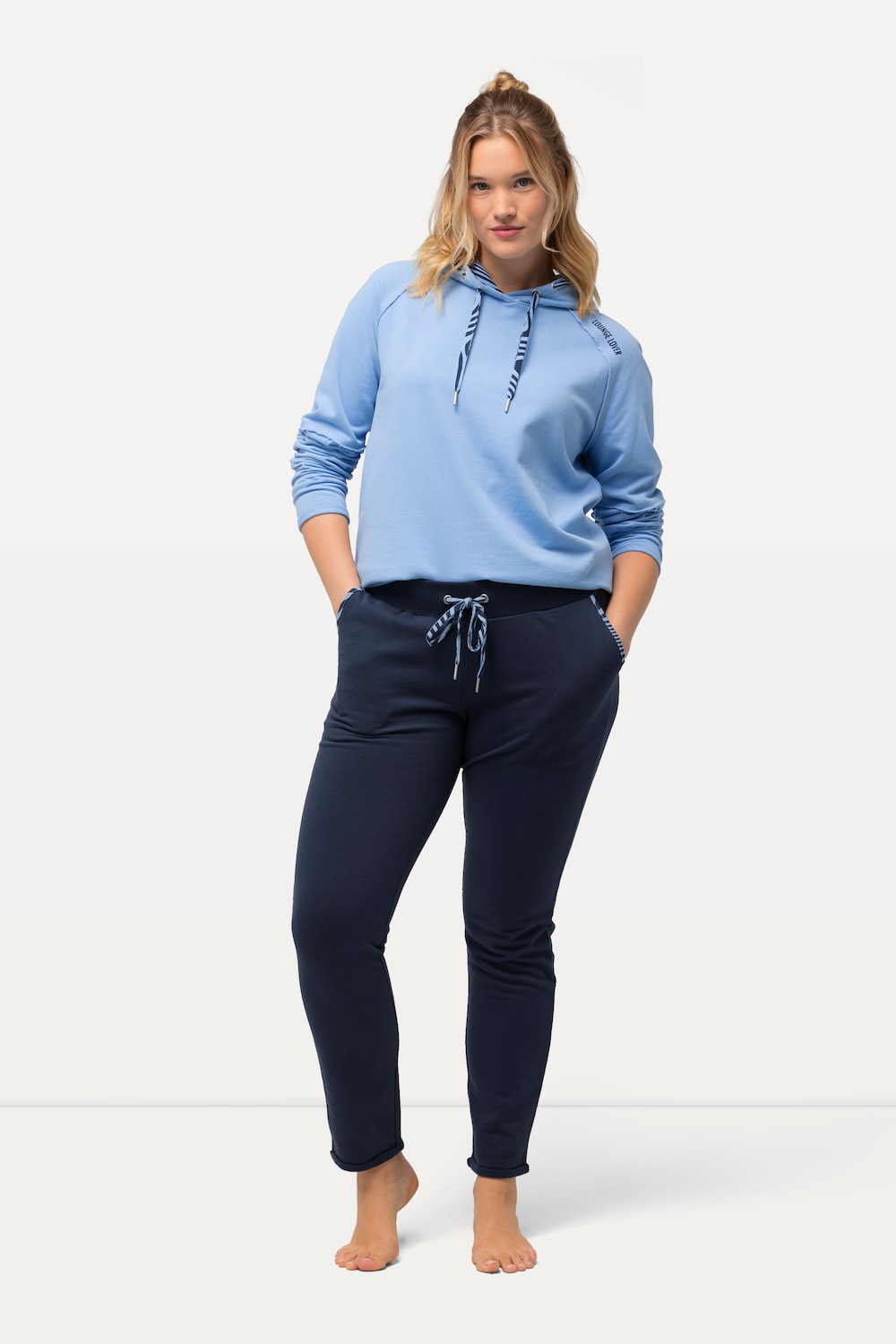 Große Größen Loungewear-Hose, Damen, blau, Größe: 50/52, Baumwolle/Polyester, Ulla Popken von Ulla Popken