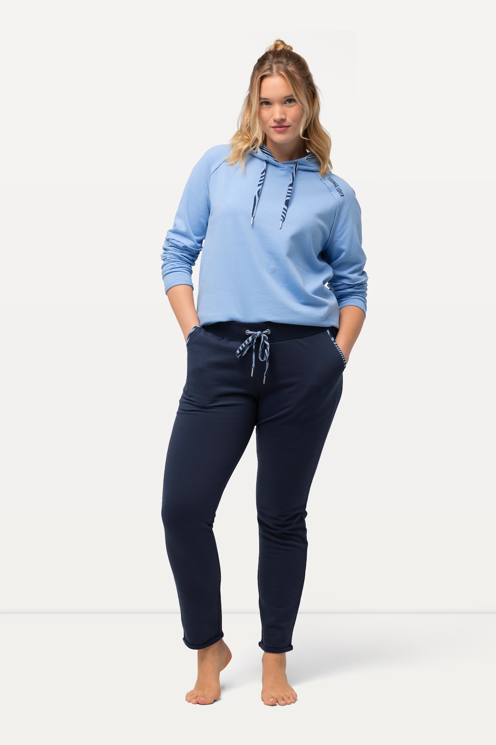 Große Größen Loungewear-Hose, Damen, blau, Größe: 54/56, Baumwolle/Polyester, Ulla Popken von Ulla Popken