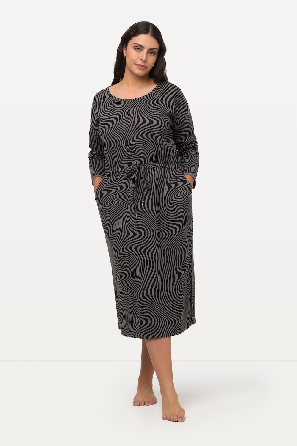 Große Größen Loungewear-Kleid, Damen, braun, Größe: 54/56, Polyester/Baumwolle, Ulla Popken von Ulla Popken