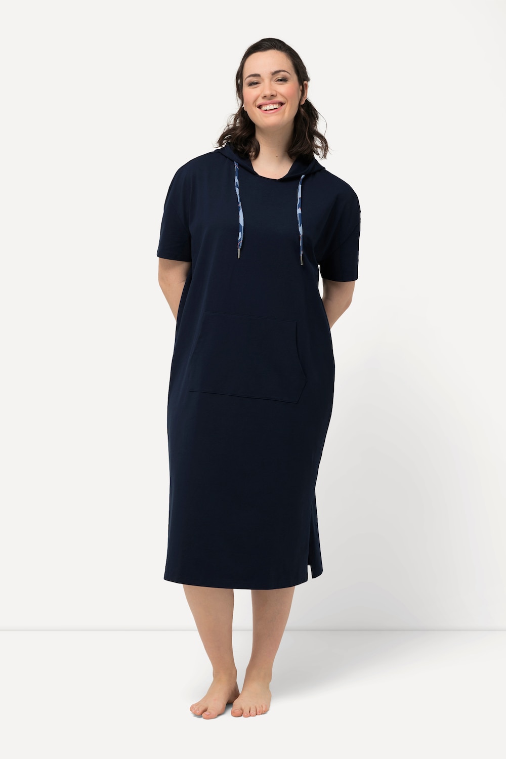 Große Größen Loungewear-Midikleid, Damen, blau, Größe: 46/48, Baumwolle, Ulla Popken von Ulla Popken