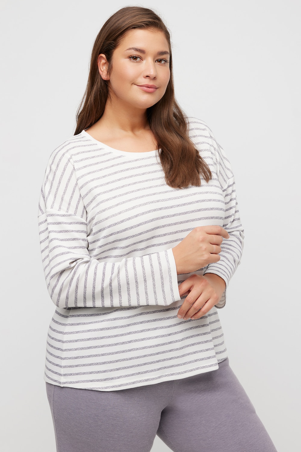 Große Größen Loungewear-Shirt, Damen, grau, Größe: 42/44, Baumwolle/Polyester, Ulla Popken von Ulla Popken