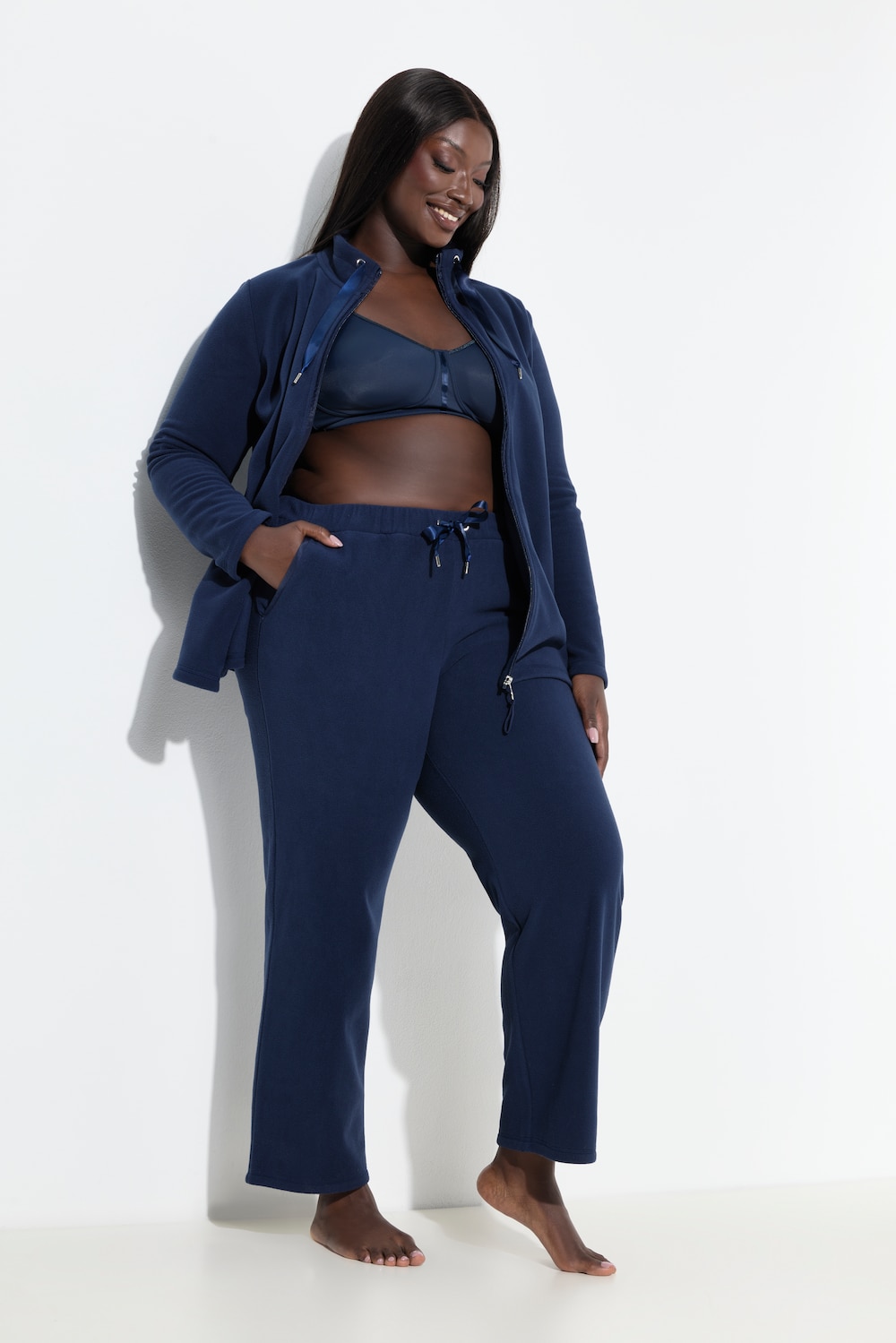 Große Größen Loungwear-Hose, Damen, blau, Größe: 42/44, Polyester/Viskose, Ulla Popken von Ulla Popken