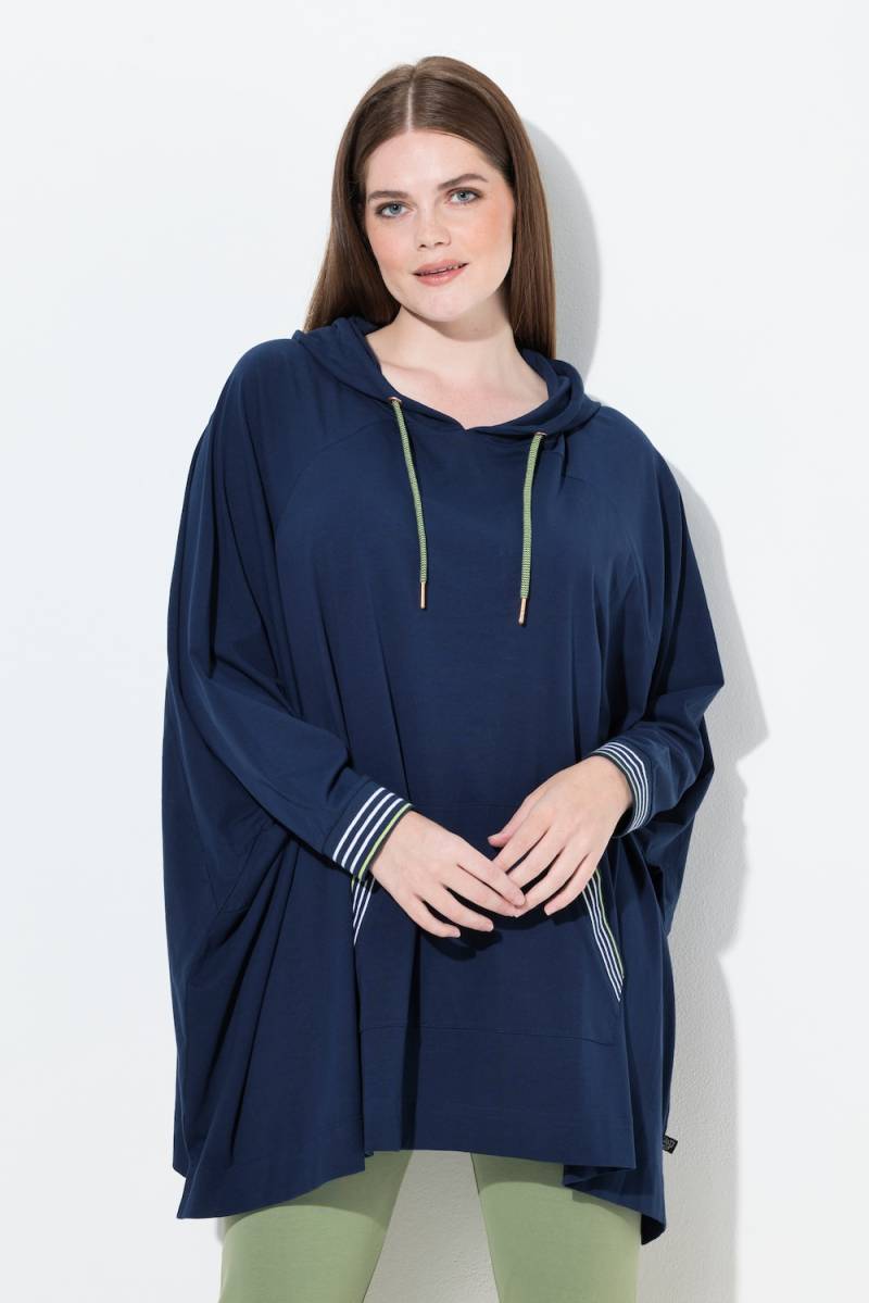 Große Größen Loungwear-Poncho, Damen, blau, Größe: 2=50-56, Baumwolle, Ulla Popken von Ulla Popken