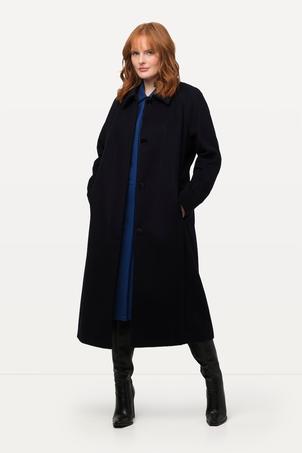 Große Größen Mantel, Damen, blau, Größe: 44, Polyester/Wolle, Ulla Popken von Ulla Popken