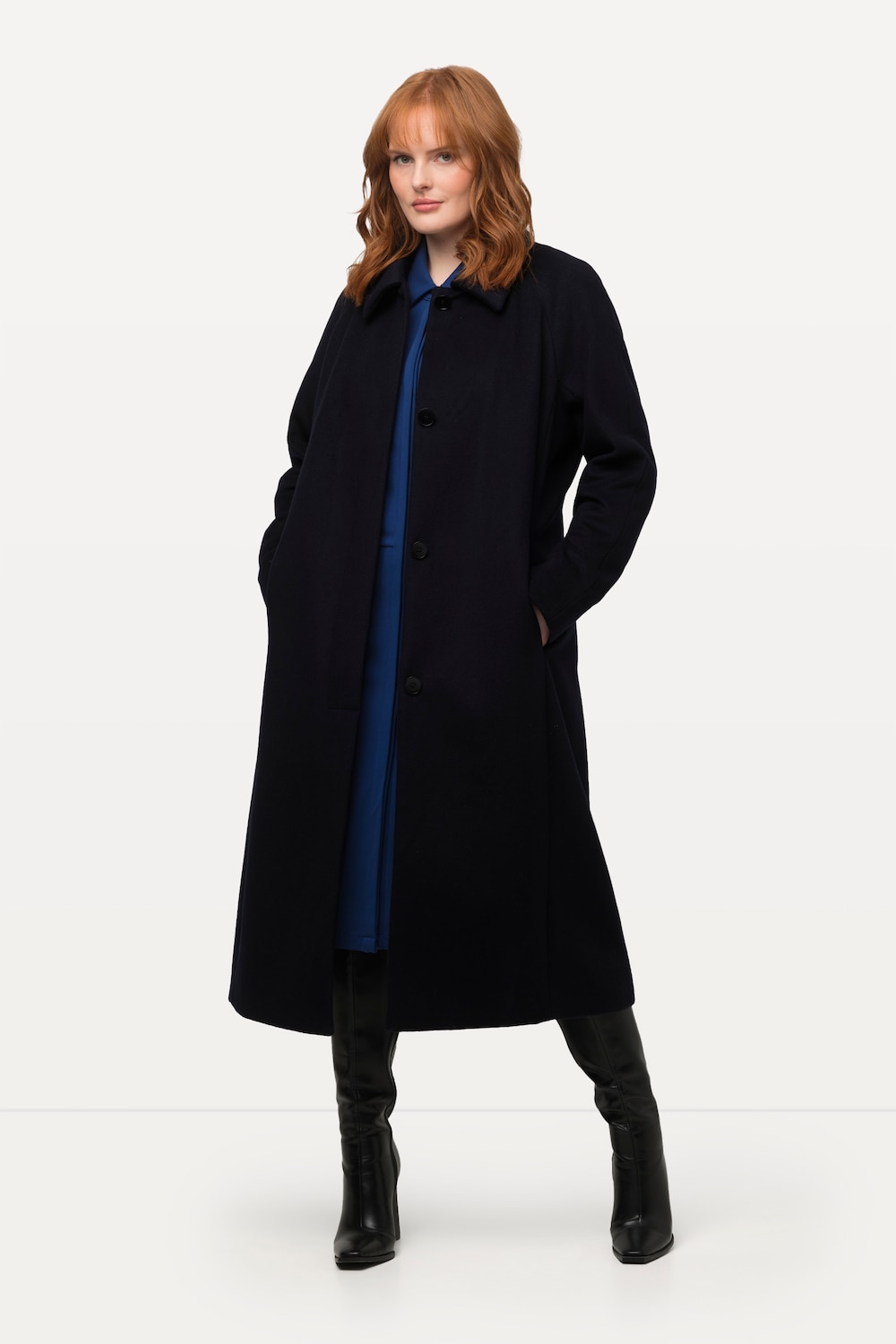 Große Größen Mantel, Damen, blau, Größe: 52, Polyester/Wolle, Ulla Popken von Ulla Popken