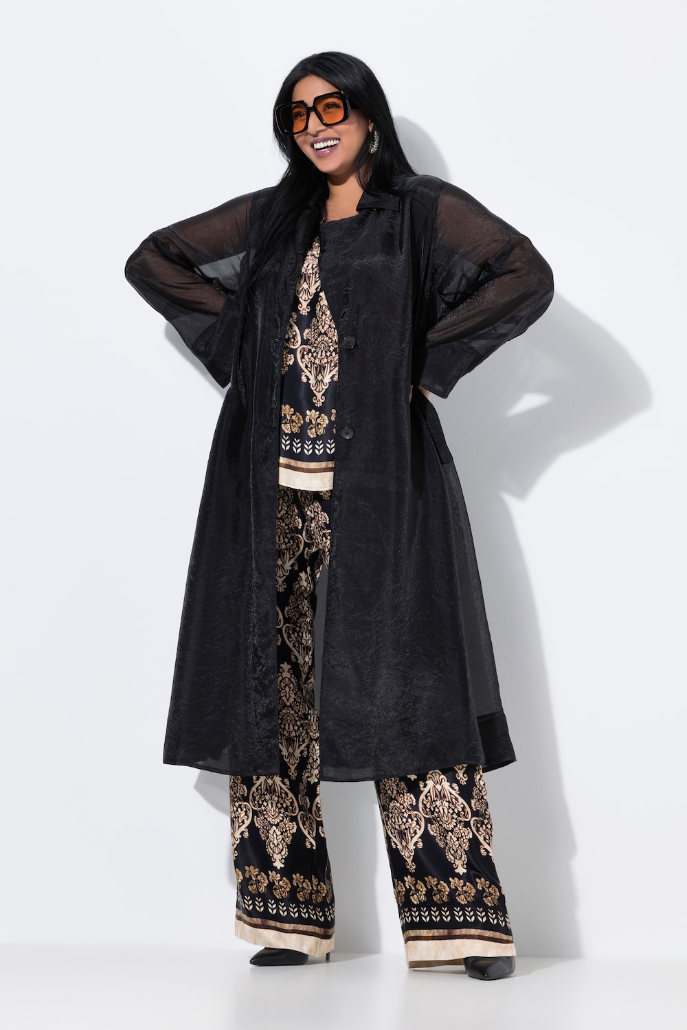 Große Größen Mantel, Damen, schwarz, Größe: 46/48, Polyester/Synthetische Fasern, Ulla Popken von Ulla Popken