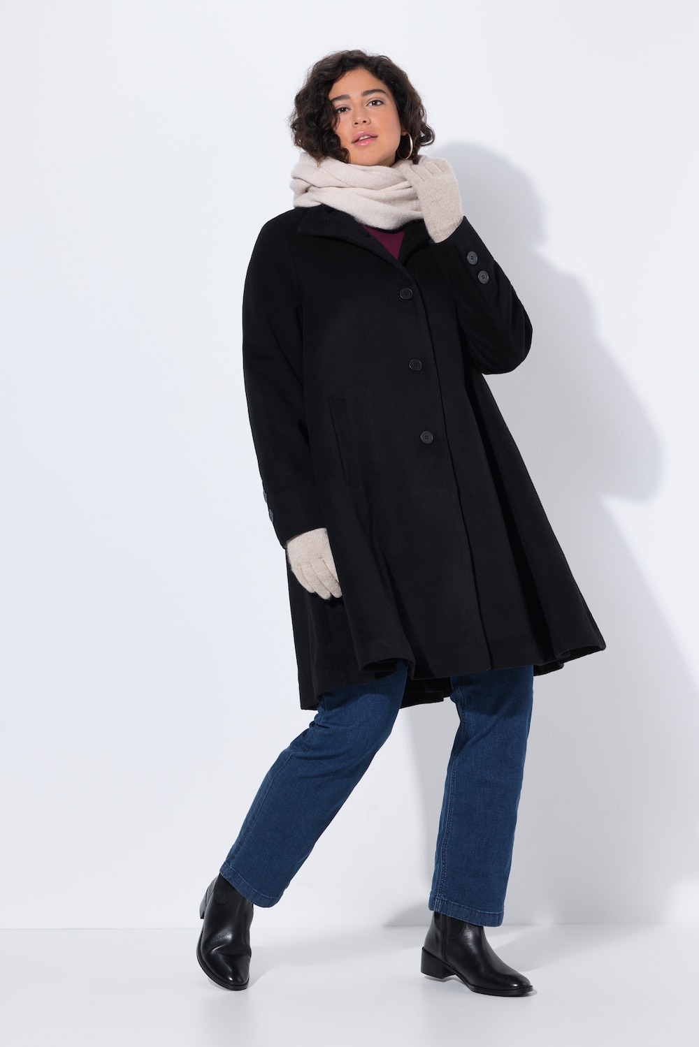 Große Größen Mantel, Damen, schwarz, Größe: 58/60, Polyester, Ulla Popken von Ulla Popken