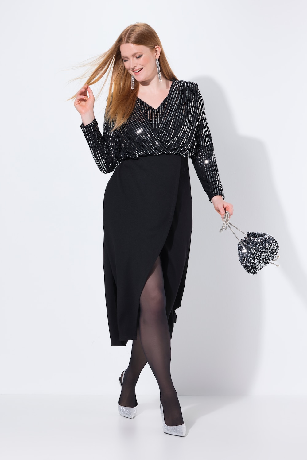 Große Größen Maxi-Bodyconkleid, Damen, schwarz, Größe: 46, Polyester/Synthetische Fasern, Ulla Popken von Ulla Popken