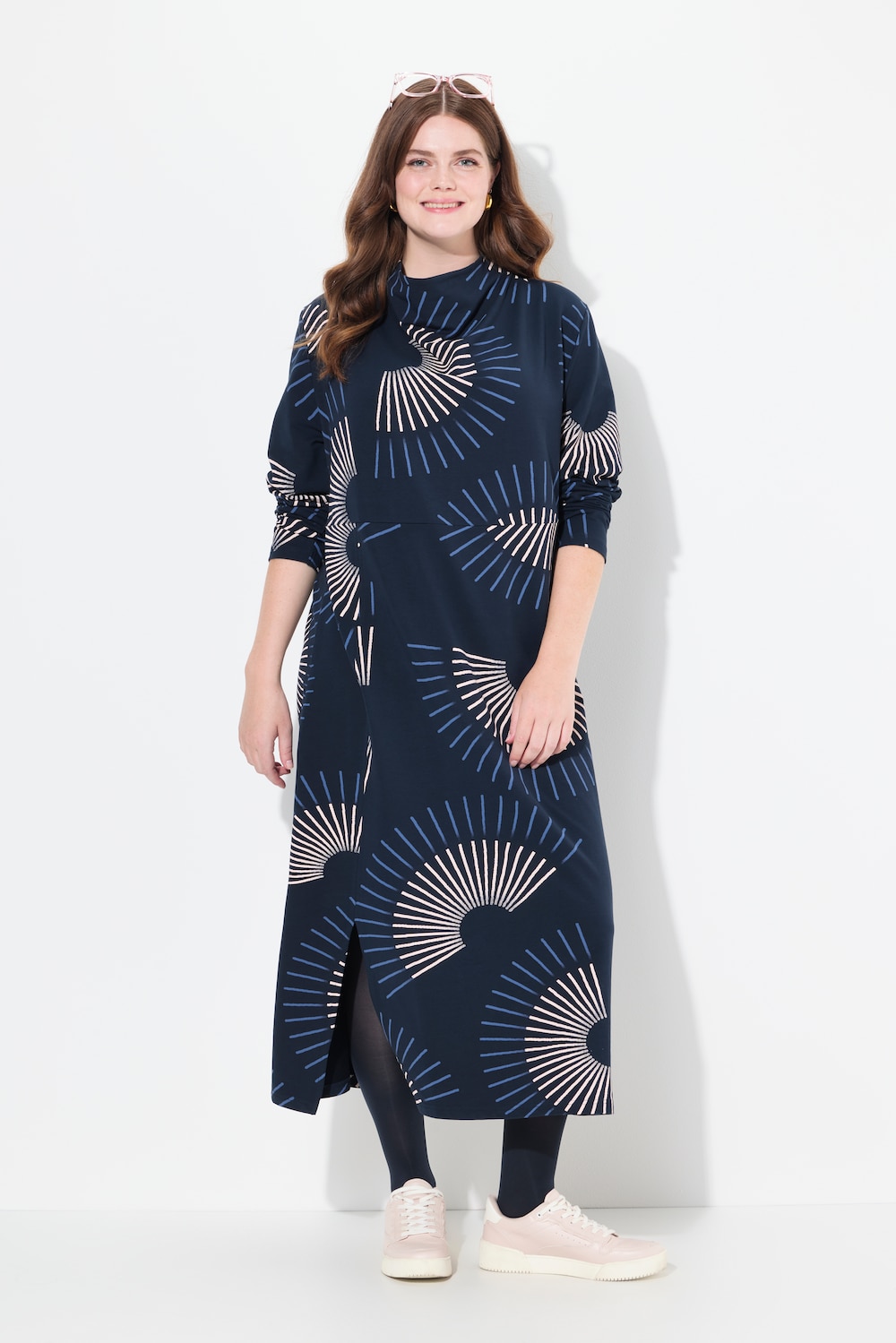 Große Größen Maxi-Sweatkleid, Damen, blau, Größe: 54/56, Baumwolle, Ulla Popken von Ulla Popken