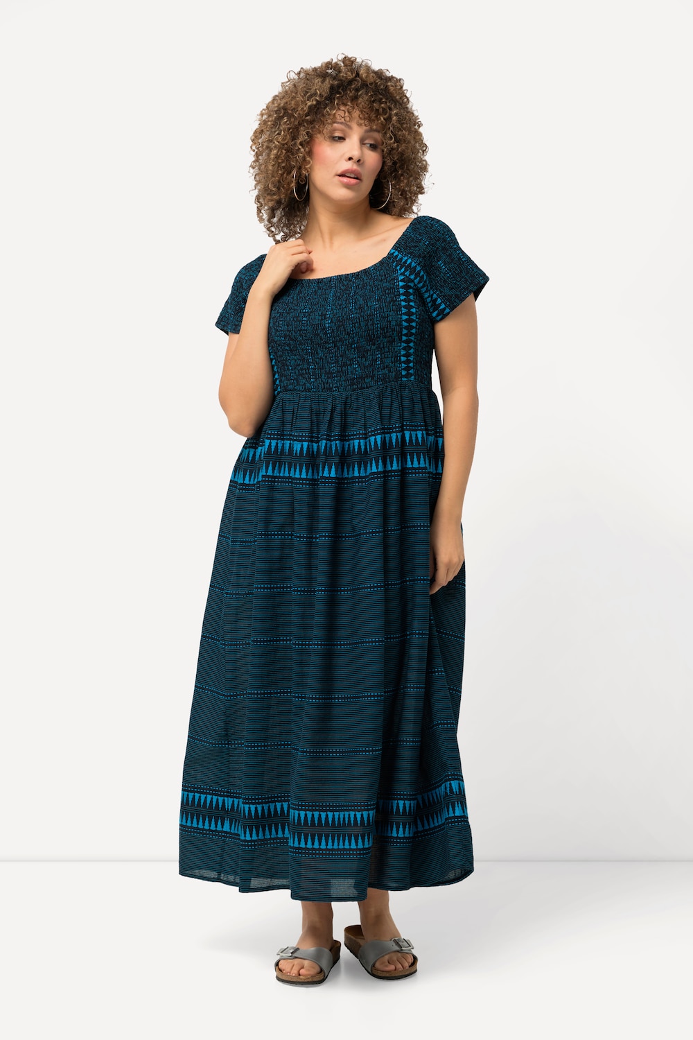 Große Größen Maxikleid, Damen, blau, Größe: 50/52, Baumwolle/Viskose, Ulla Popken von Ulla Popken