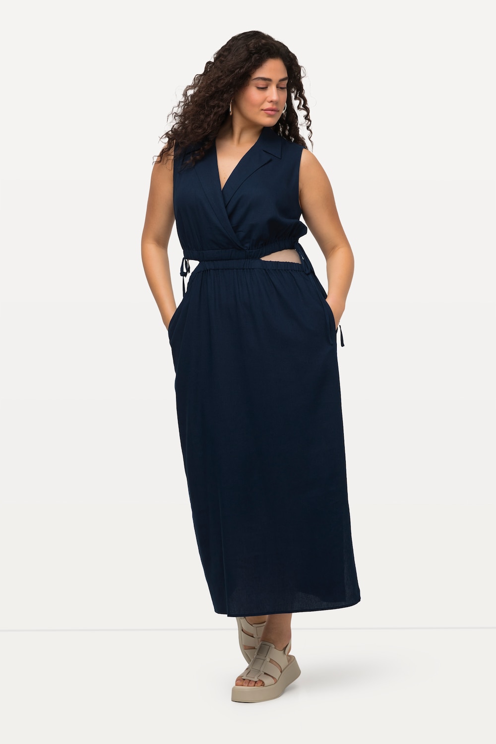 Große Größen Maxikleid, Damen, blau, Größe: 58/60, Viskose/Leinen, Ulla Popken von Ulla Popken