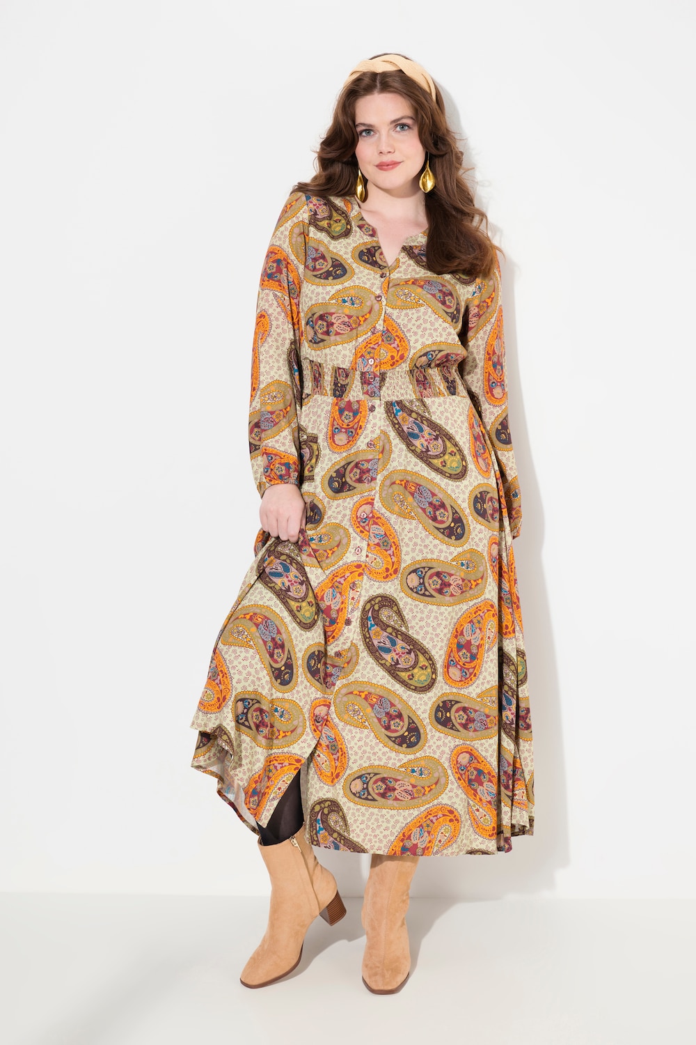 Große Größen Maxikleid, Damen, gelb, Größe: 42/44, Viskose, Ulla Popken von Ulla Popken