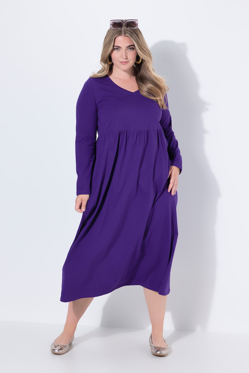 Große Größen Maxikleid, Damen, lila, Größe: 50/52, Baumwolle, Ulla Popken von Ulla Popken