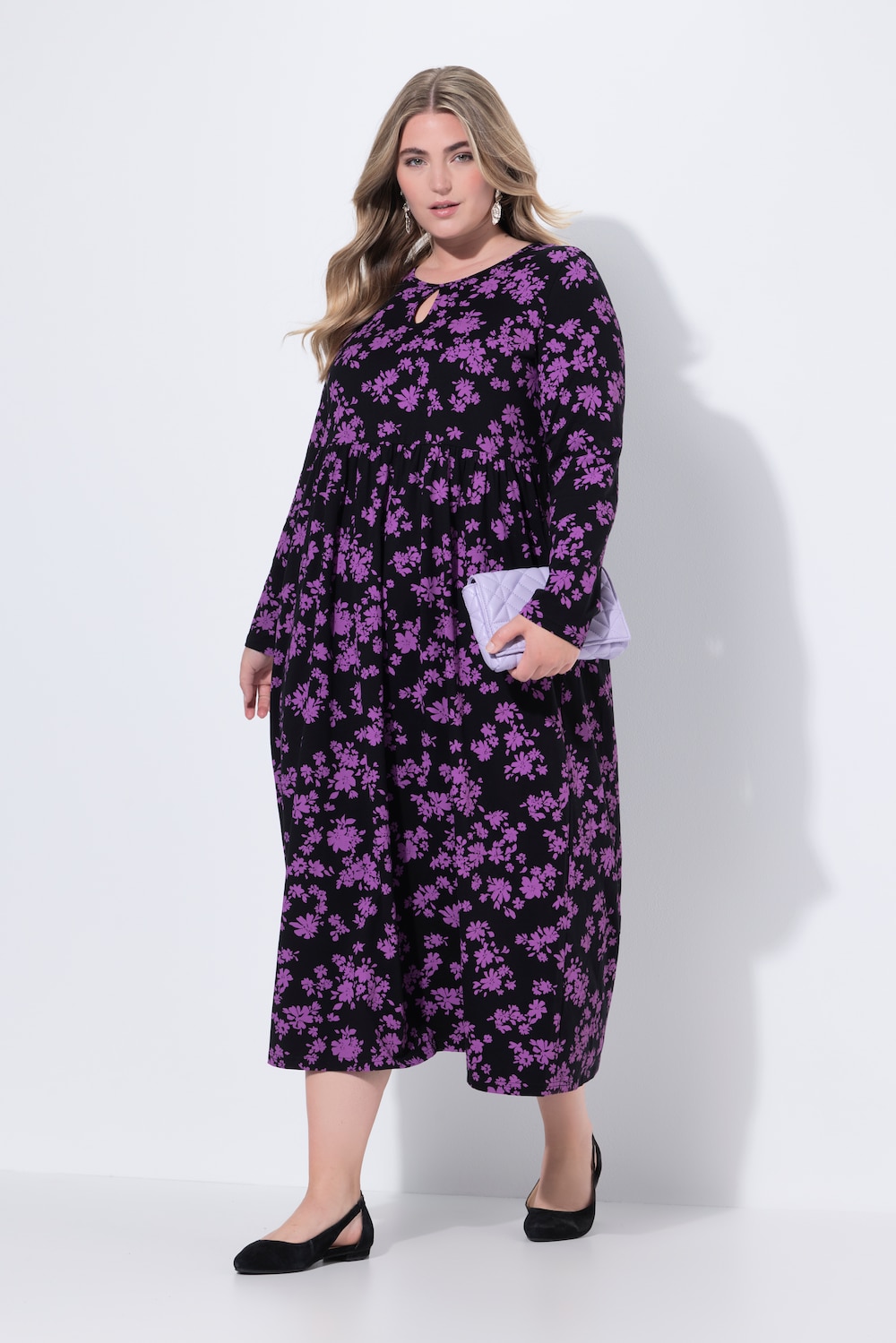 Große Größen Maxikleid, Damen, lila, Größe: 54/56, Baumwolle, Ulla Popken von Ulla Popken