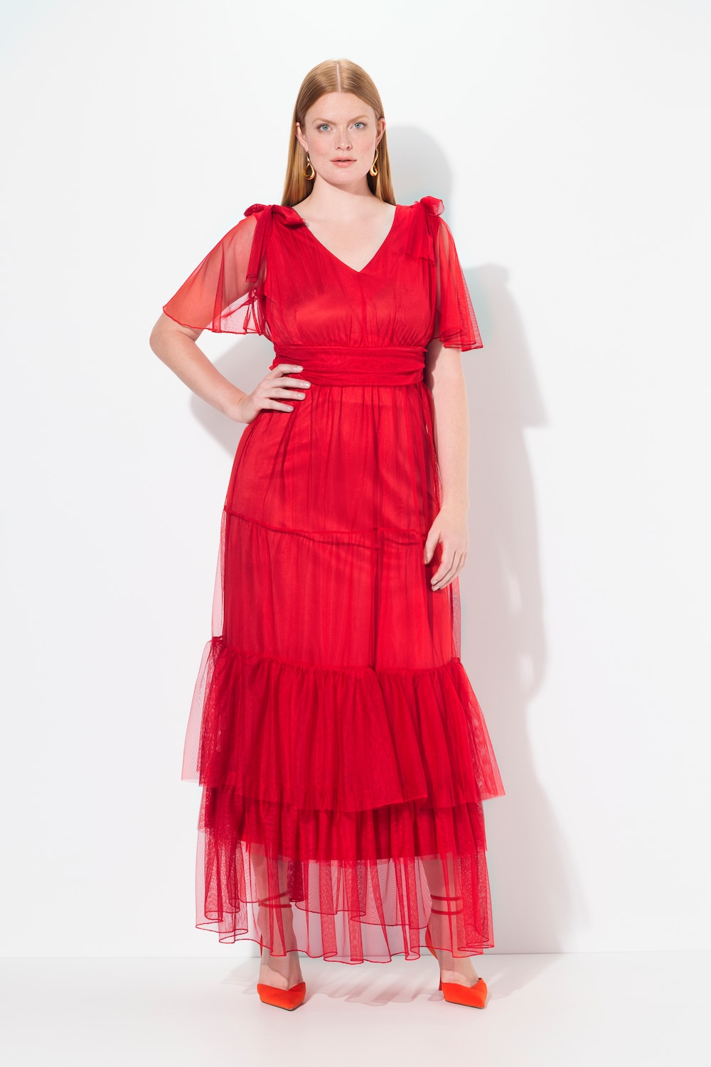 Große Größen Maxikleid, Damen, rot, Größe: 44, Polyester, Ulla Popken von Ulla Popken