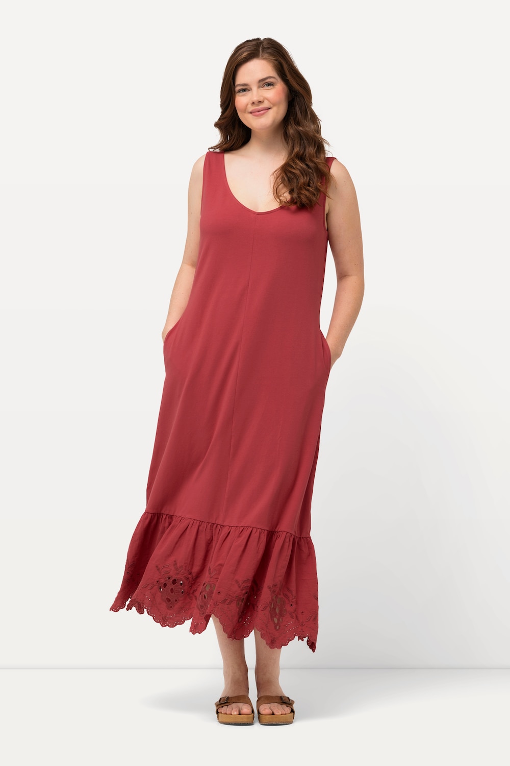 Große Größen Maxikleid, Damen, rot, Größe: 46/48, Baumwolle, Ulla Popken von Ulla Popken