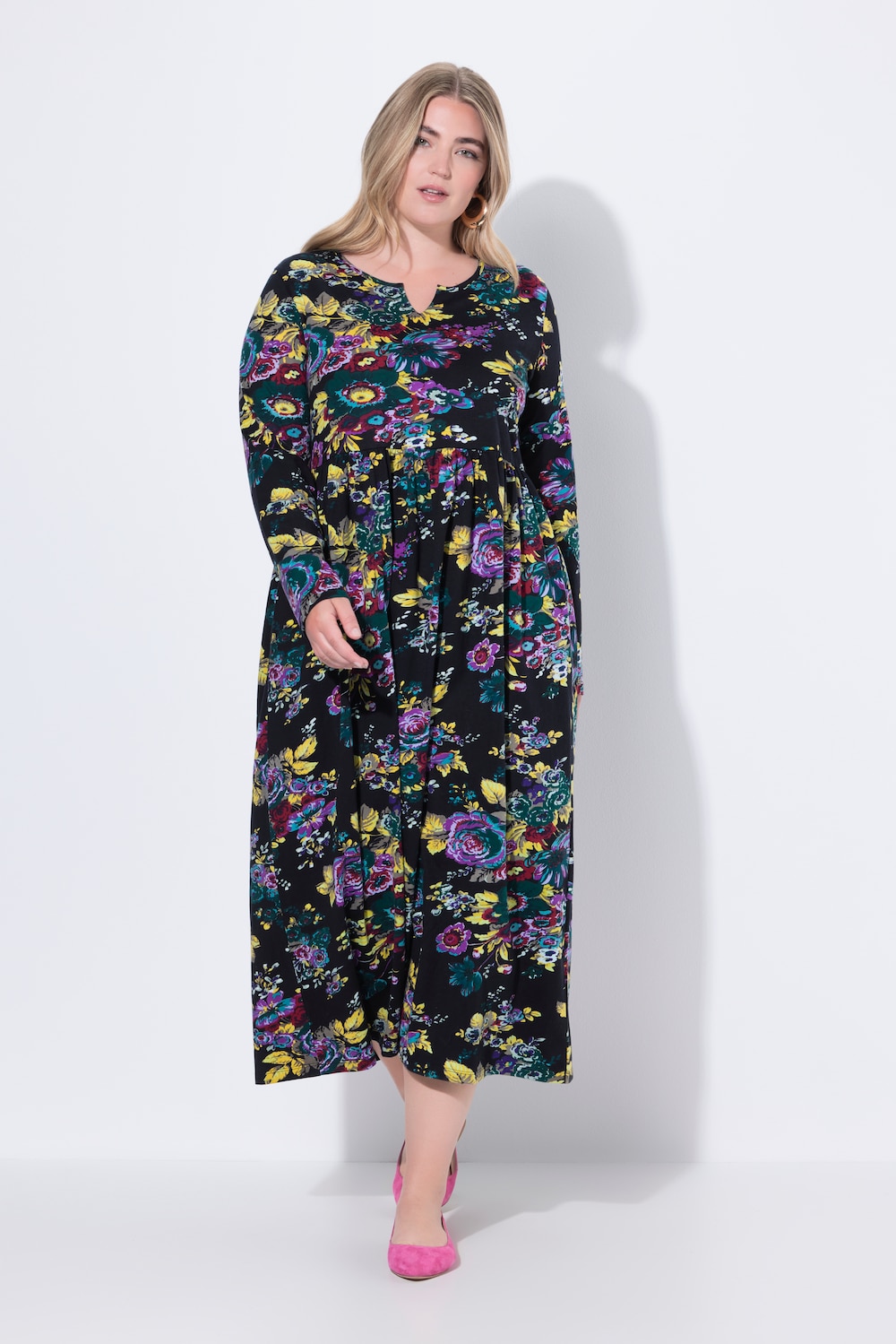 Große Größen Maxikleid, Damen, schwarz, Größe: 42/44, Baumwolle, Ulla Popken von Ulla Popken