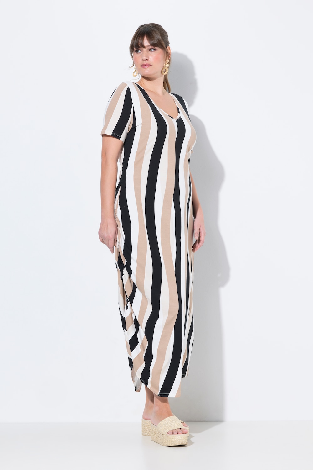Große Größen Maxikleid, Damen, schwarz, Größe: 46/48, Baumwolle, Ulla Popken von Ulla Popken