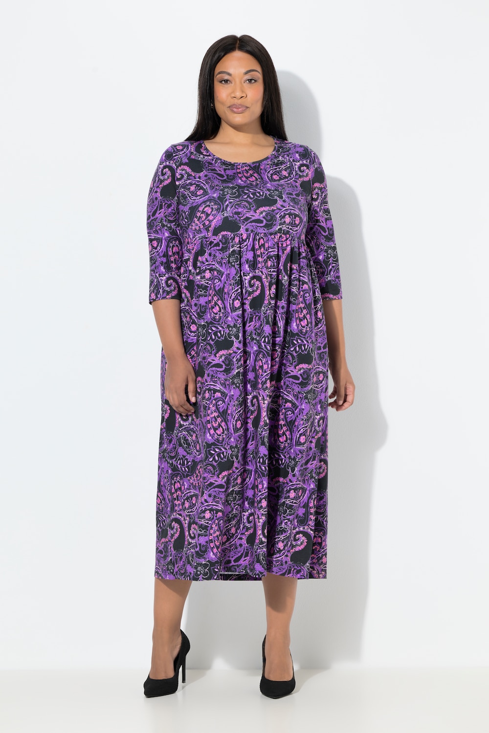 Große Größen Maxikleid, Damen, schwarz, Größe: 46/48, Baumwolle, Ulla Popken von Ulla Popken