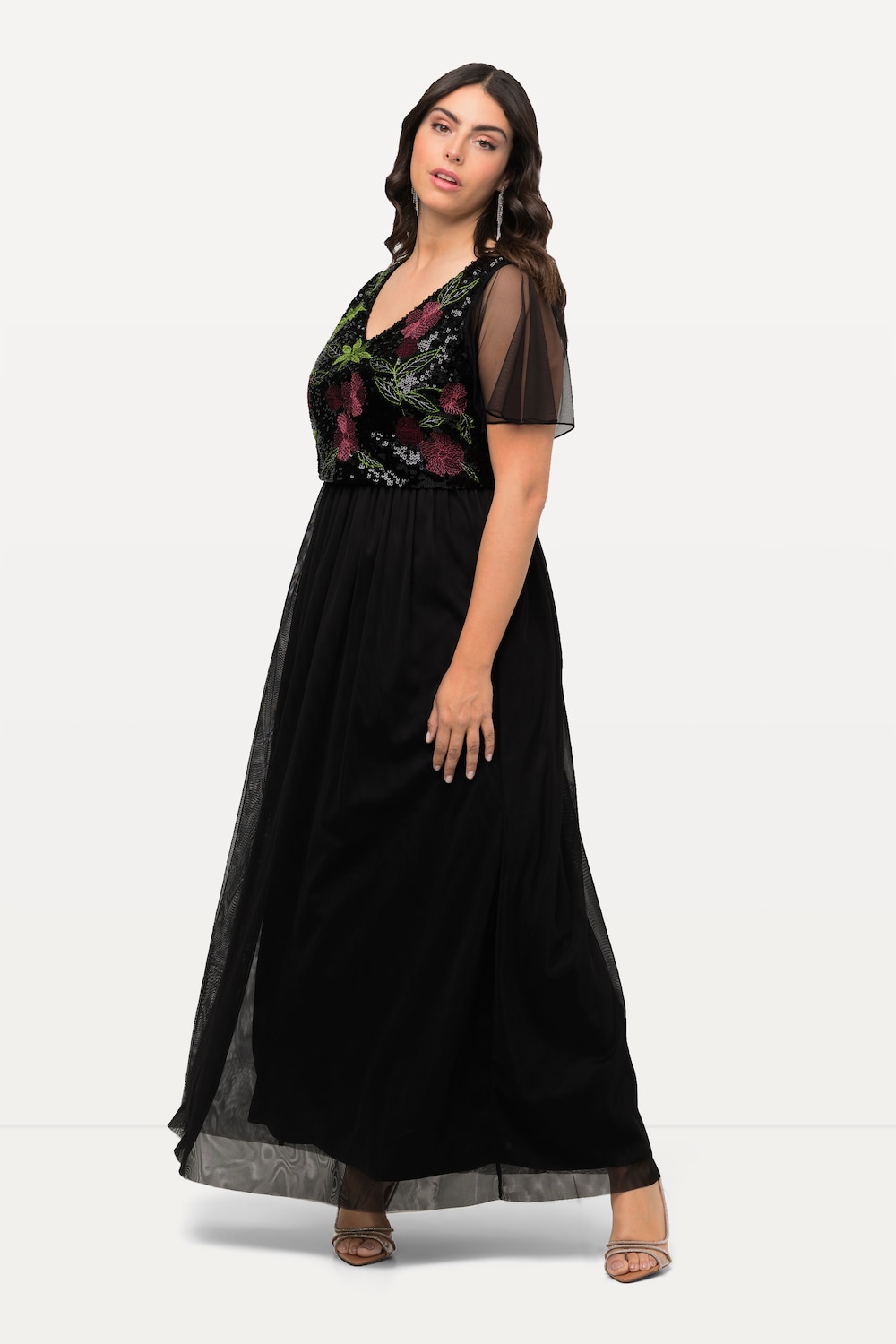 Große Größen Maxikleid, Damen, schwarz, Größe: 54/56, Polyester, Ulla Popken von Ulla Popken