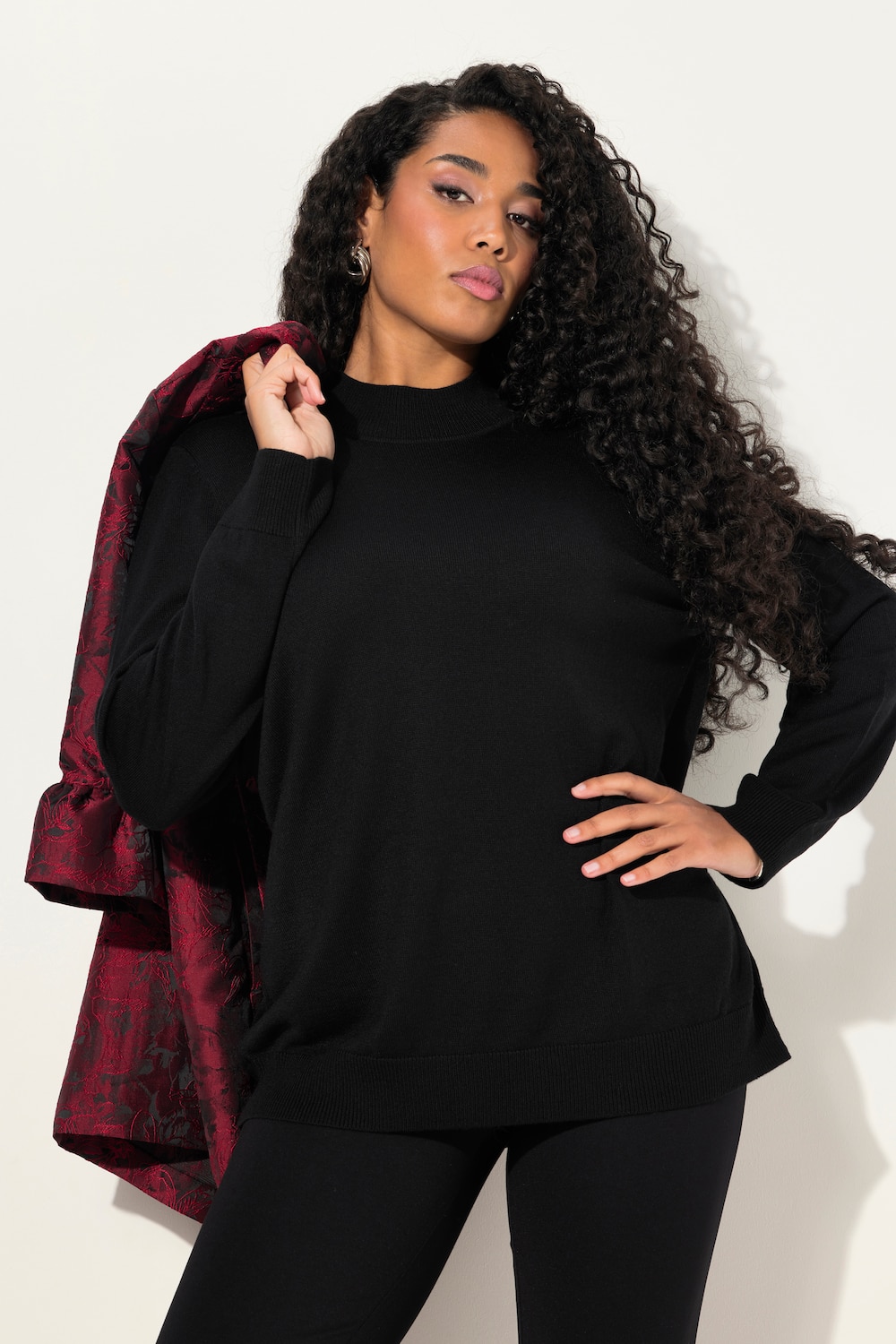 Große Größen Pullover, Damen, schwarz, Größe: 46/48, Wolle/Seide, Ulla Popken von Ulla Popken