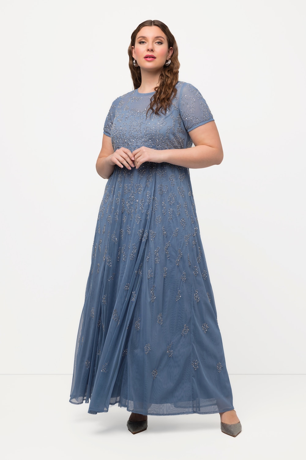 Große Größen Meshkleid, Damen, blau, Größe: 42, Polyester/Synthetische Fasern, Ulla Popken von Ulla Popken