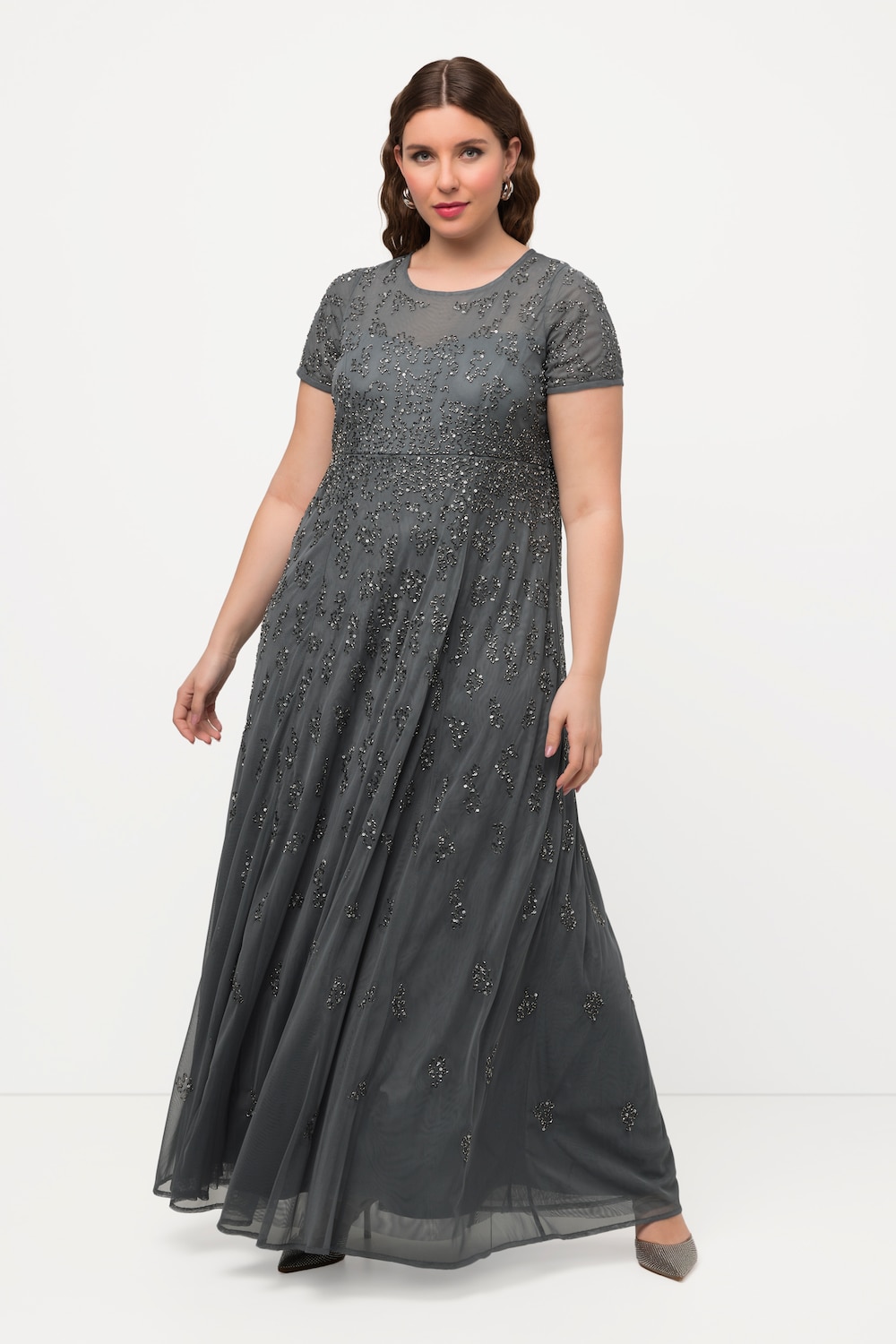 Große Größen Meshkleid, Damen, grau, Größe: 46, Polyester/Synthetische Fasern, Ulla Popken von Ulla Popken