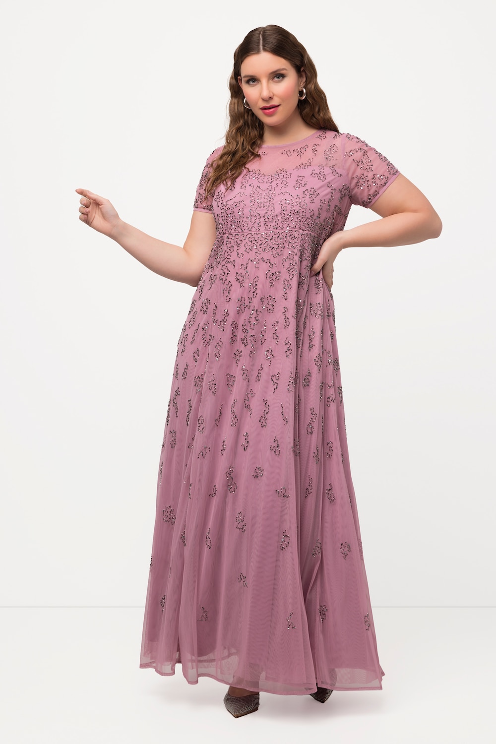 Große Größen Meshkleid, Damen, rosa, Größe: 44, Polyester/Synthetische Fasern, Ulla Popken von Ulla Popken