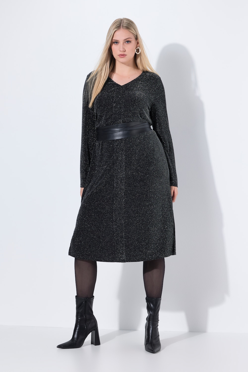 Große Größen Midi-Glitzerkleid, Damen, schwarz, Größe: 54/56, Synthetische Fasern, Ulla Popken Große Größen Midi-Glitzerkleid, Damen, schwarz, Größe: 54/56, Synthetische Fasern, Ulla Popken von Ulla Popken