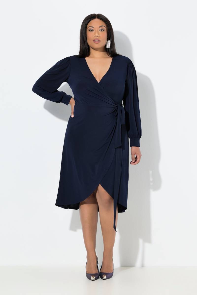 Große Größen Midi-Wickelkleid, Damen, blau, Größe: 54, Polyester, Ulla Popken von Ulla Popken
