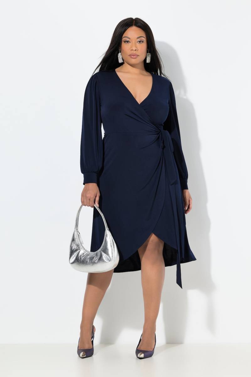 Große Größen Midi-Wickelkleid, Damen, blau, Größe: 54, Polyester, Ulla Popken von Ulla Popken