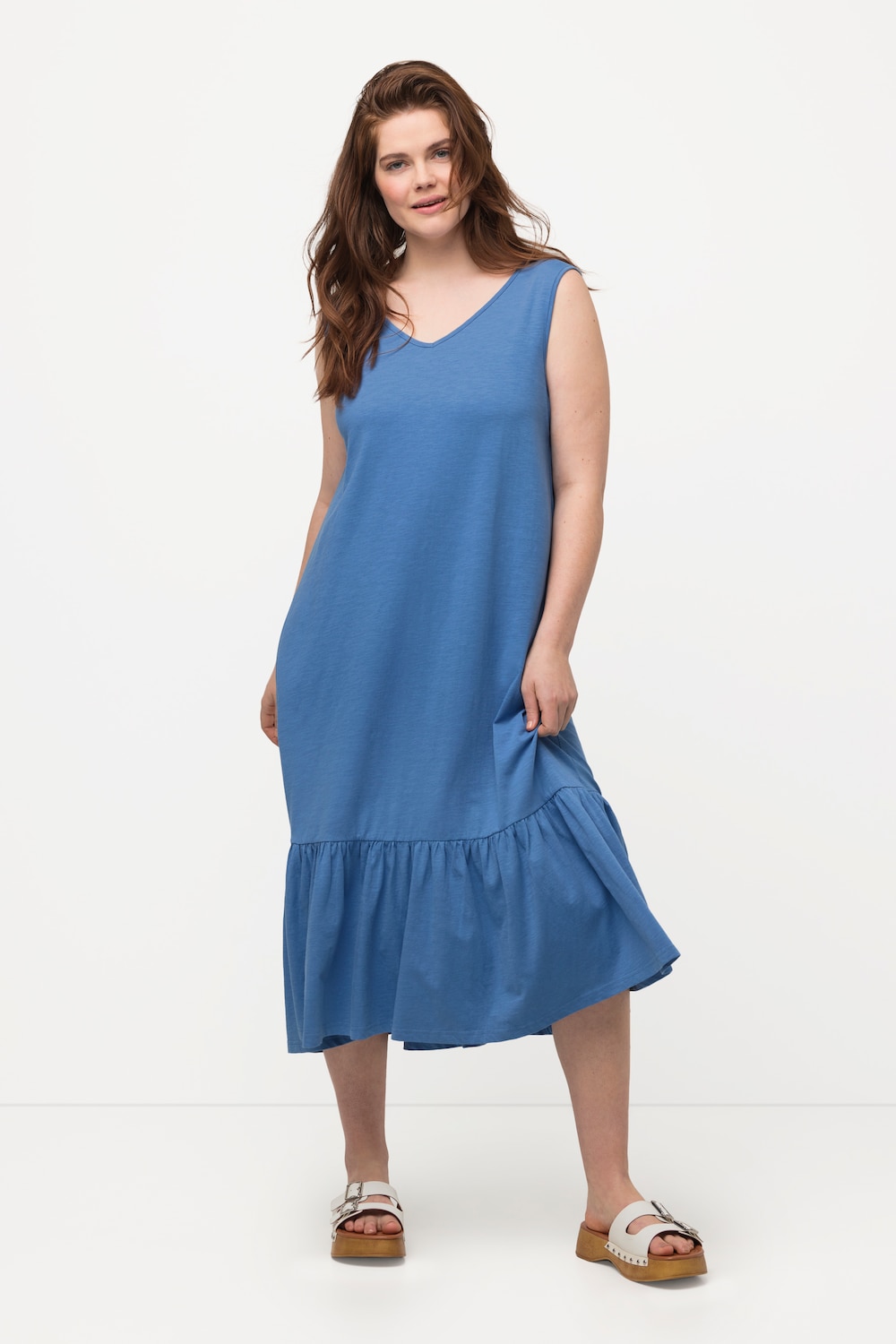 Große Größen Midikleid, Damen, blau, Größe: 42/44, Baumwolle, Ulla Popken von Ulla Popken