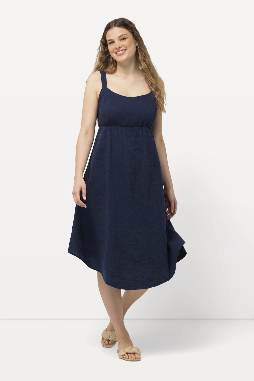 Große Größen Midikleid, Damen, blau, Größe: 42/44, Baumwolle, Ulla Popken von Ulla Popken