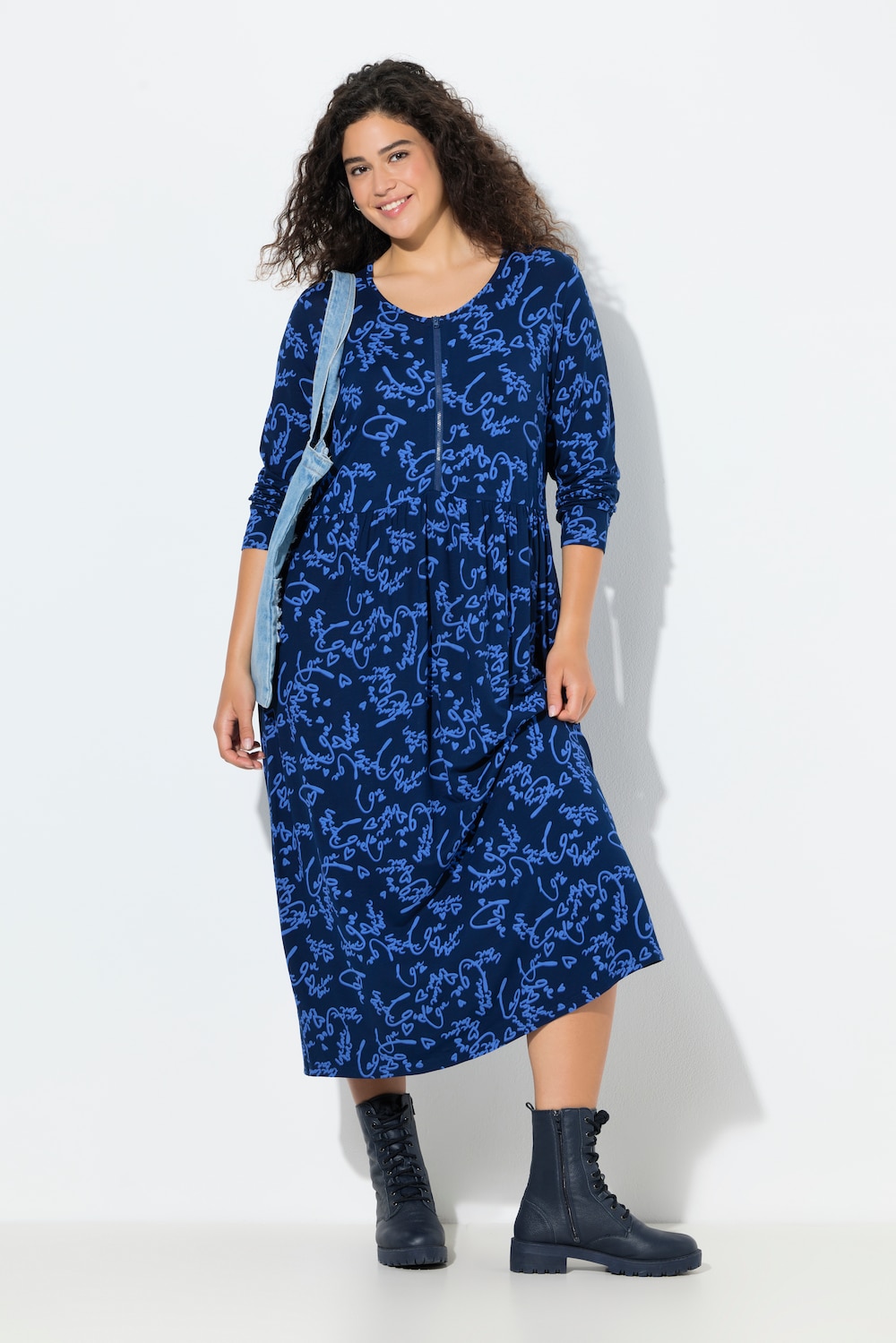 Große Größen Midikleid, Damen, blau, Größe: 46/48, Viskose, Ulla Popken von Ulla Popken